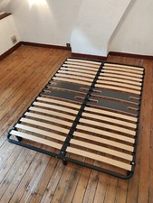 Sommier Emma - 140 x 190 cm - Très bon état - Cadre métal noir, lattes en bois