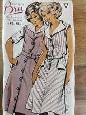 579 PATRON MULTITAILLES BRU VINTAGE FRENCH PATTERN 60/70 ROBE COL CHÂLE 42 AU 46