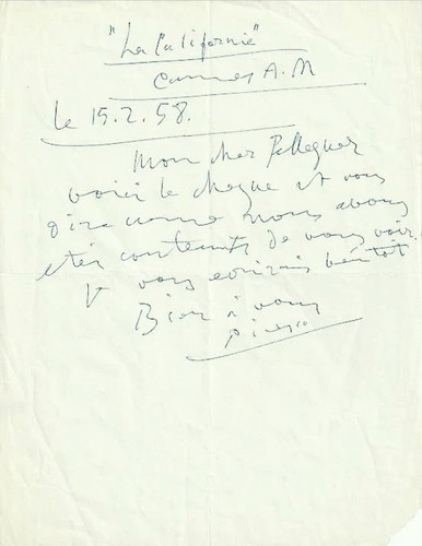 LETTRE AUTOGRAPHE PICASSO