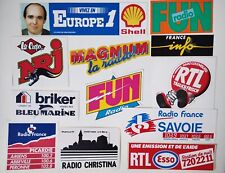 Lot de 12 autocollants de radios RTL, FUN RADIO, EUROPE1, NRJ, RADIO FRANCE