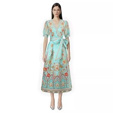 Robe Midi Élégante Bleu