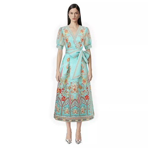 Robe midi élégante bleu - robe,