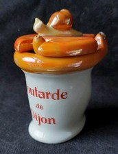 Rare Moutardier De Table Bistrot Publicitaire Dijon Faïence Grey Poupon 