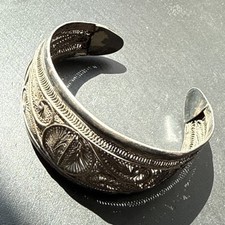 Ancien Bracelet Gourmette Argent Massif Silver Maille Jonc art nouveau ethnique