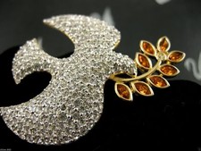 SIGNED SWAROVSKI PAVE CRYSTAL PEACH DOVE LIMITED EDITION OF 650  RETIRED RARE