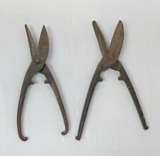 2 CISAILLE A AFFLEURER COUPE-TOLE ZINC OUTIL DE COUVREUR ANCIEN ART POPULAIRE 