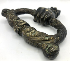 Heavy antique french door knocker 19th century bronze hand castle
