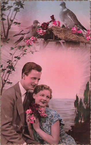 Rose dentelee dorure - rose, couple