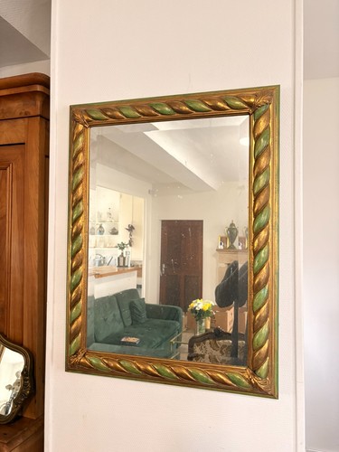 Miroir biseauté doré vert - biseauté,