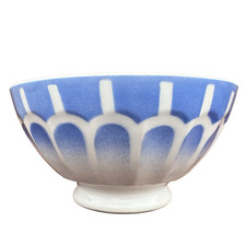 Bol ancien à facettes bleu et blanc faïence France vintage retro  14 cm
