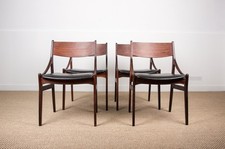 Suite de 4 chaises Danoises en Palissandre et Skaï par Vestervig Eriksen 1960.