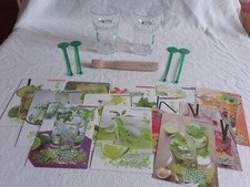2 Verres à Mojito cocktail + 4 Touilleurs + 1 Pilon + 12 Recettes