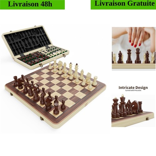 Jeu échecs pliants bois - en,