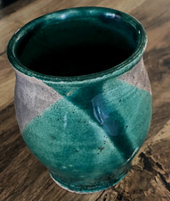 Ancien petit pot grès terre cuite vernissée sel confiture graisse Savoie Alsace