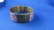 ancien bracelet en laiton et pate de verre torque decor  fantaisie
