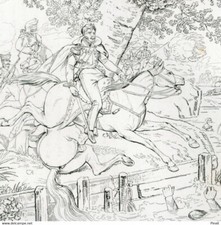 Horace Vernet Mort de Joseph Antoine Poniatowski Cavalier Guet - Gravure origin