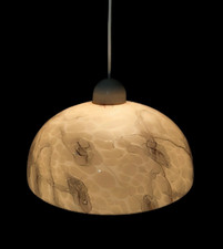Art Deco pendant light beige marble like glass rare unique France 1930s