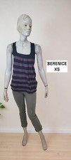 Berenice Taille 34 Superbe pull sans manches femme gris violet laine merino cach
