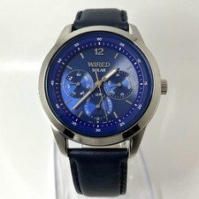 Montre Seiko WIRED Solar Day-Date Calendar bleue V14J-0CL0 AGAD727 en acier i...