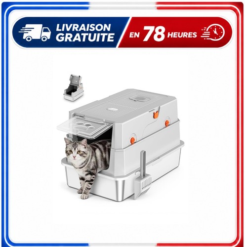 Bac litière pour chat - bac, inox