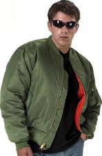 Blouson Aviateur Bombers MA-1 Vert kaki Neuf Réversible Orange