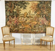 Fabuleuse grande tapisserie tissée française vintage à suspendre murale, scène de chasse XVIe siècle