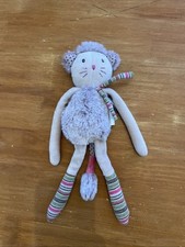 Doudou Peluche Moulin Roty Les Pachats Chat Grelot Violet Beige Gris Rayé 26 Cm
