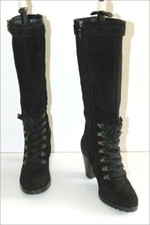 GEOX Respira Bottes à Talons Croûte de Cuir Noir Doublées Cuir T 37 TTBE