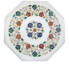 12 " Marbre Table Top Demi Précieux Pierres Floral Inlaid Art Maison Décorative