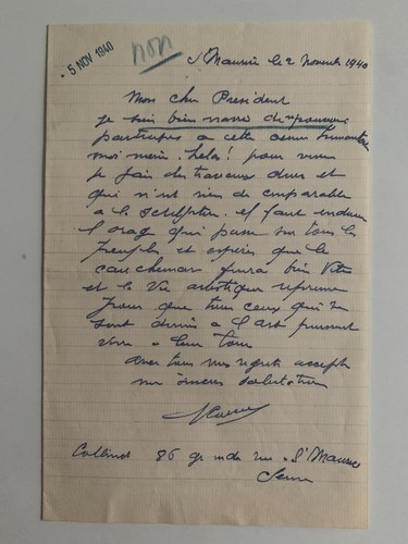 Lettre manuscriste signee - lettre, du