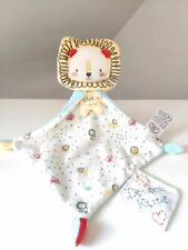 Doudou Plat/Mouchoir Mon Petit Lion Jaune Blanc Bleu Grrr Mots D'enfants Leclerc