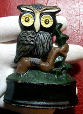 Vintage Chouette Main Gravé Main Peint Figurine Coloré Décoratifs Article