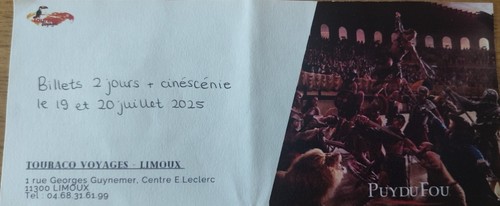 Billets pour entrées puy - billets,
