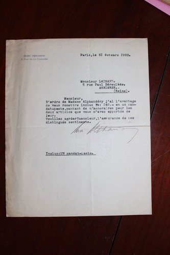 André alphandery à - ✒, l.s.