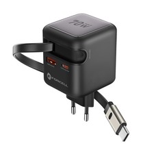 Chargeur Smartphone et Tablette 70W GaN III USB-C, Câble Rétractable Compact