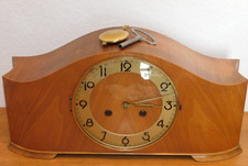 vintage HORLOGE en BOIS Pendule à remonter mécanisme BYB poids CARILLON SONNERIE