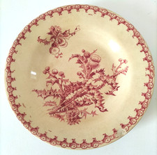 Assiette Gien Modèle chardon rose framboise