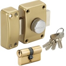 Verrou de porte à bouton 45 mm avec Cylindre supplémentaire 30x30 mm 4 clés uni