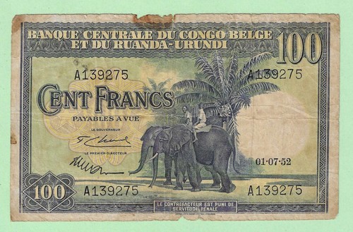 Billet congo belge 100 - congo, ,