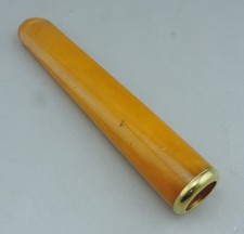 Ancien FUME-CIGARE cigarette EN AMBRE véritable ET OR 18K L: 9.6CM  13.3 Grammes