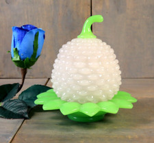 Ancien Sucrier Ananas en Verre Opaline BACCARAT Charles X Ouraline Verte XIXè