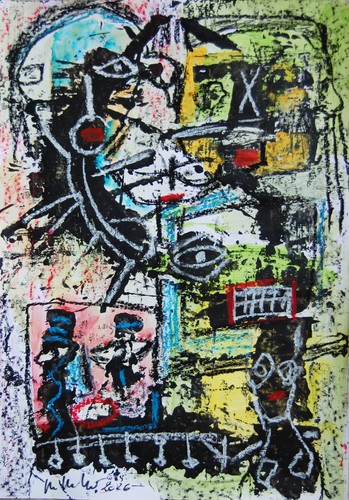 Art brut sur papier - 42x49,4, cm
