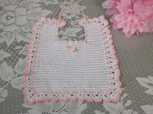 Hand crocheted baby bib - crocheted,