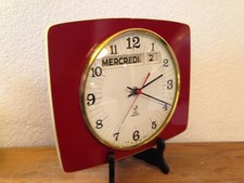magnifique Horloge pendule formica JAZ ROUGE  formica   Vintage An 50 60 70 
