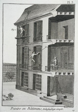 ECHAFAUDAGE Peintre Batiments GRAVURE Benard ENCYCLOPEDIE XVIII°