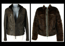 DIEGO M -  BLOUSON FEMME RÉVERSIBLE CUIR AGNEAU  DOUBLURE VISON  TAILLE 38 NEUF