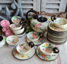 ANCIEN SERVICE A THE VALLAURIS GIRAUD DECOR FLEURS DES CHAMPS  ANNEE 50