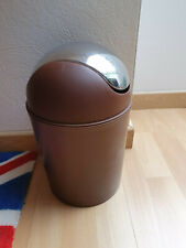 poubelle salle de bain  marron plastique et inox