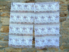 French pair white  curtains  lace motif squirrel chipmunk  16'' x 41.5'' of each