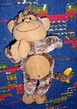 5PA / DOUDOU PELUCHE SINGE FOURRURE CHINE BEIGE MARRON BANANE 26 CM EXC ETAT